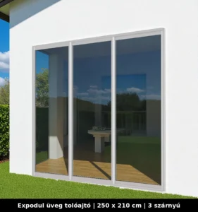 Expodul Üveg Tolóajtó 250x210 3 szárnyú