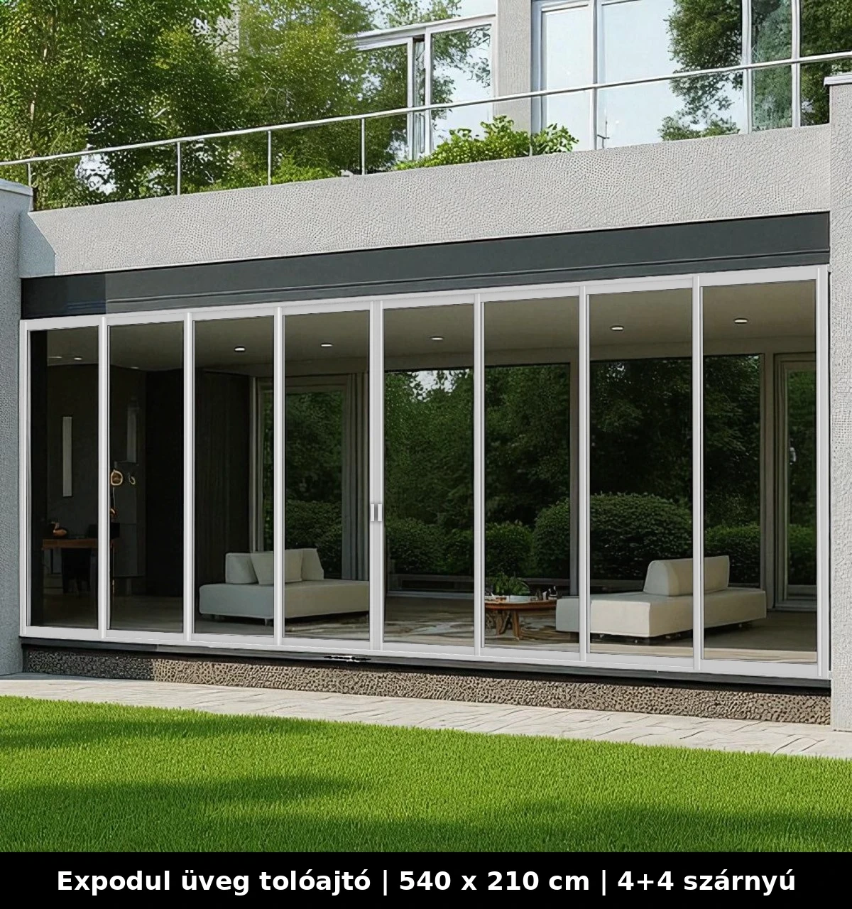 Expodul Üveg Tolóajtó 540x210 cm 4+4 szárnyú