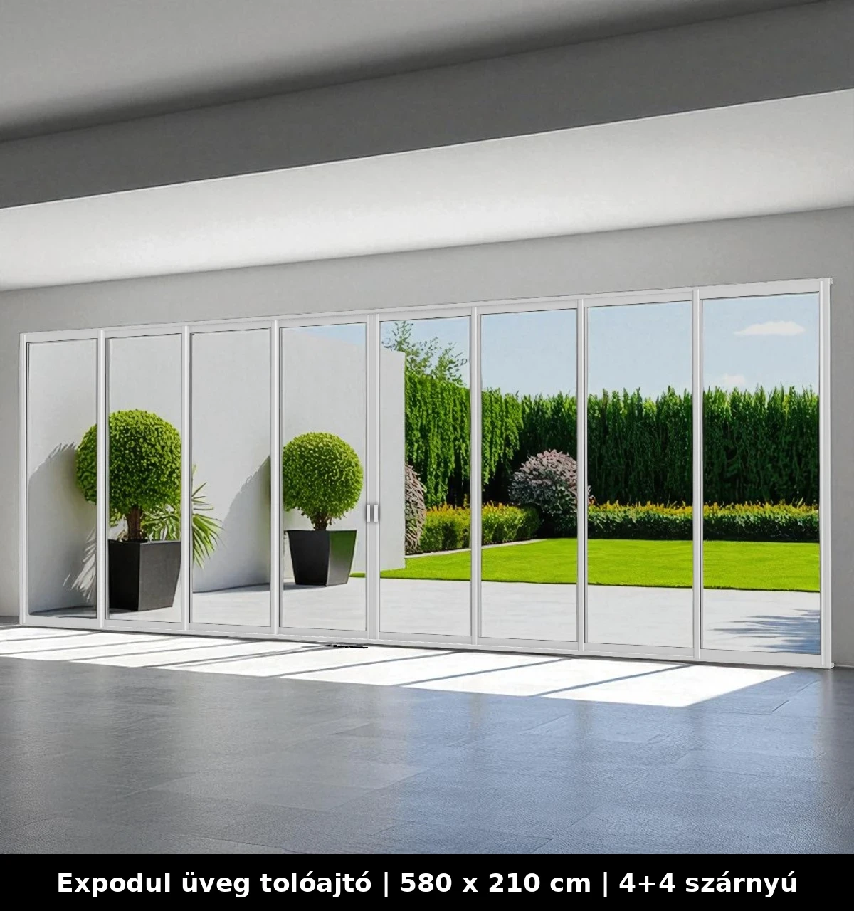 Expodul Üveg Tolóajtó 580x210 cm 4+4 szárnyú