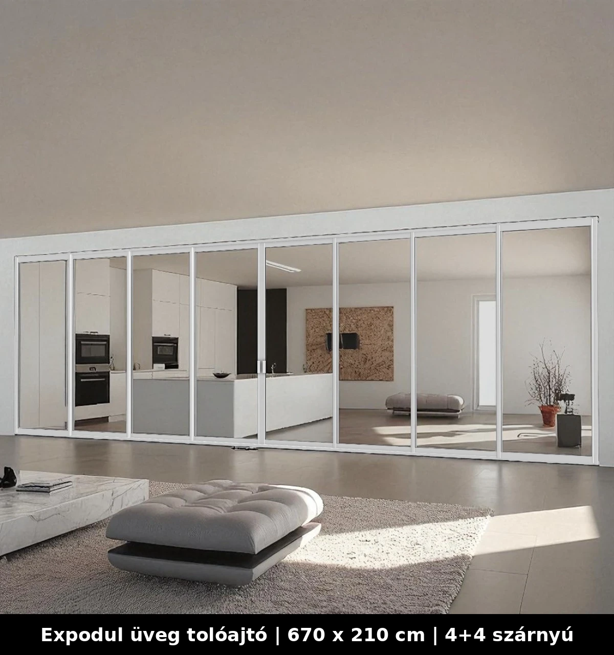 Expodul Üveg Tolóajtó 670x210 cm 4+4 szárnyú